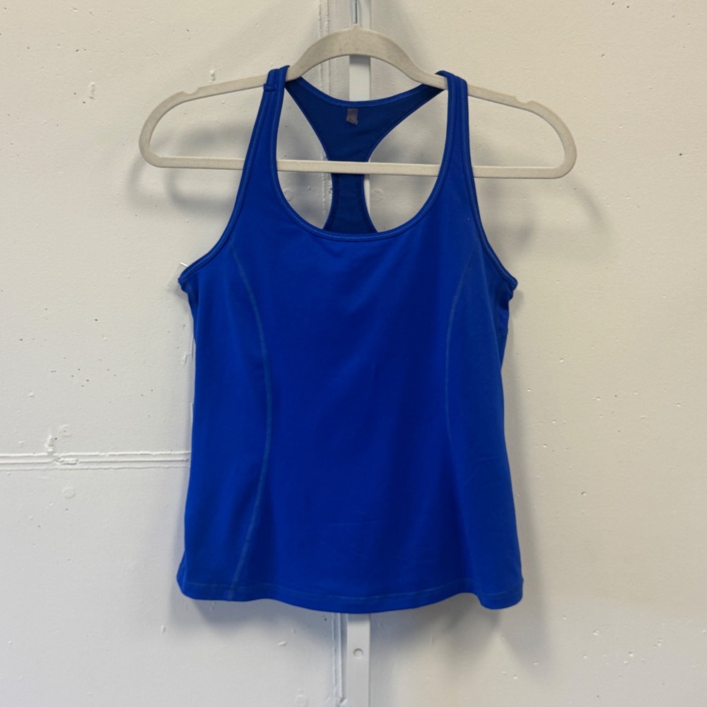 Calvin Klein Performance Royal Blue Racerback Tank Top Shelf Bra Medium Athletic